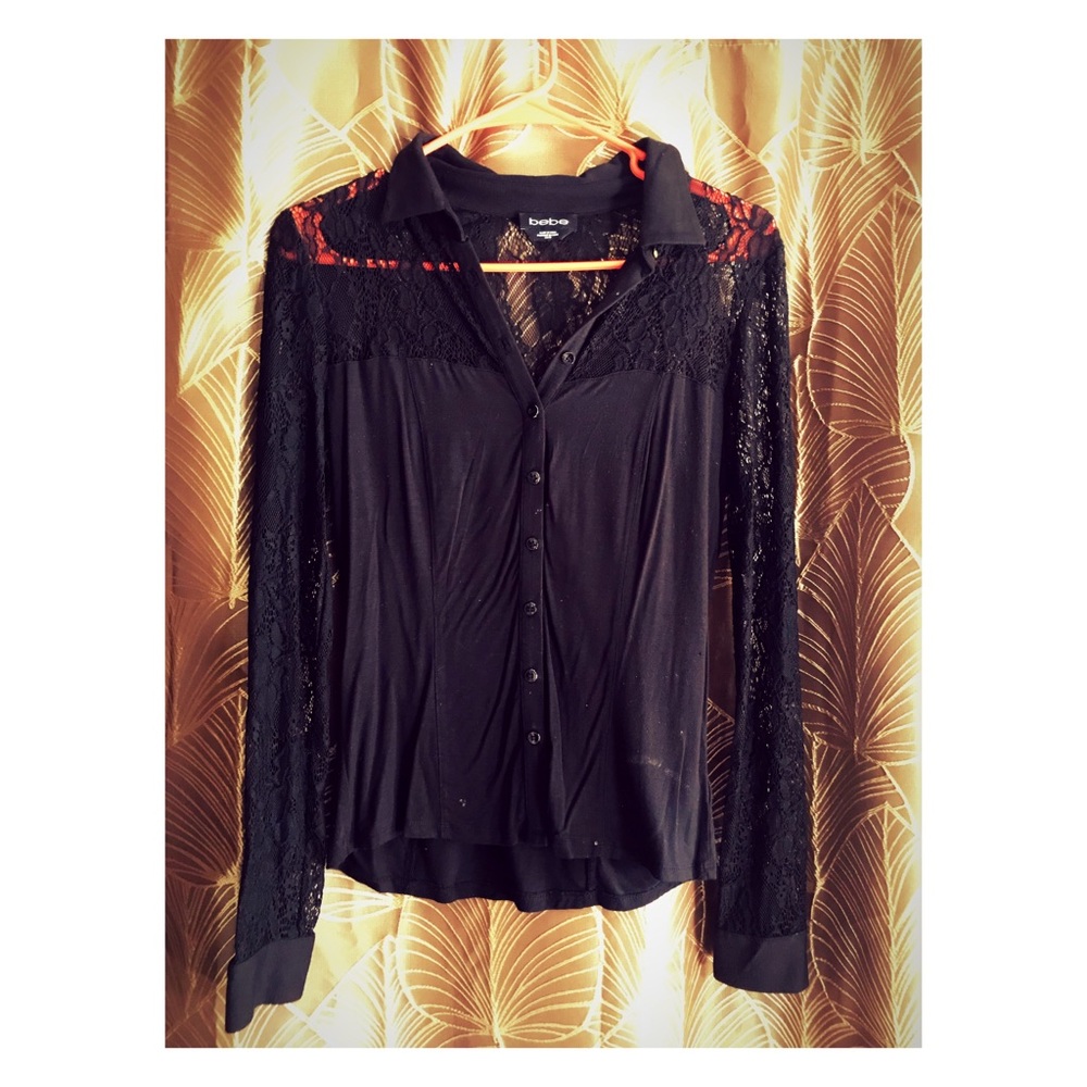 Bebe black lace top